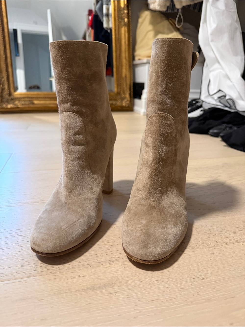 Gianvito Rossi Suede Tan Ankle Booties